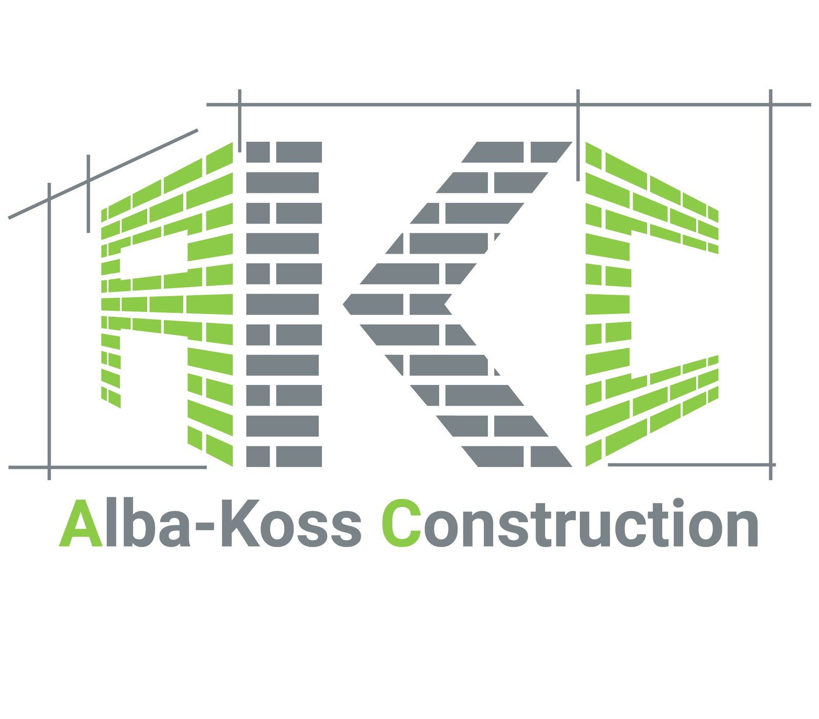 Logo crée par nos soins. Logo d'Alba Koss Construction, une entreprise de maçonnerie générale à Sisteron.