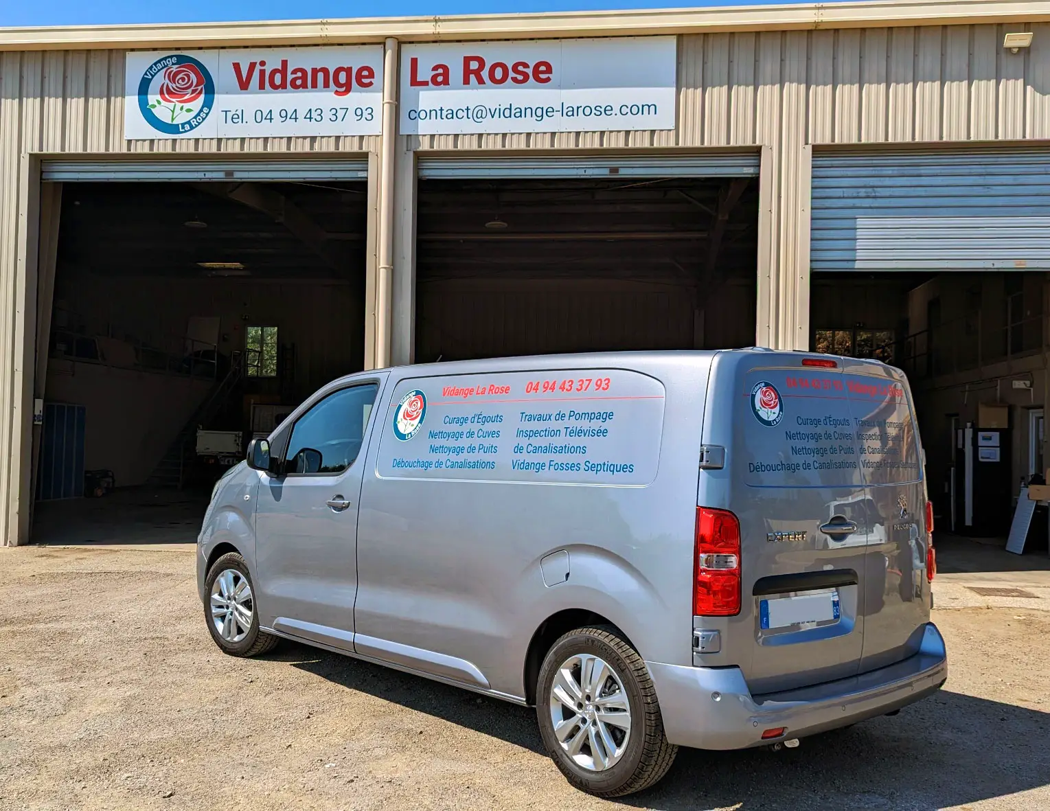 Photo d'un Marquage d'un Peugeot Expert pour Vidange La Rose